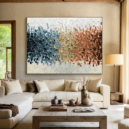 Textured Tri - Color Abstract Art for Minimalist Scandinavian Bedrooms DLZ3075