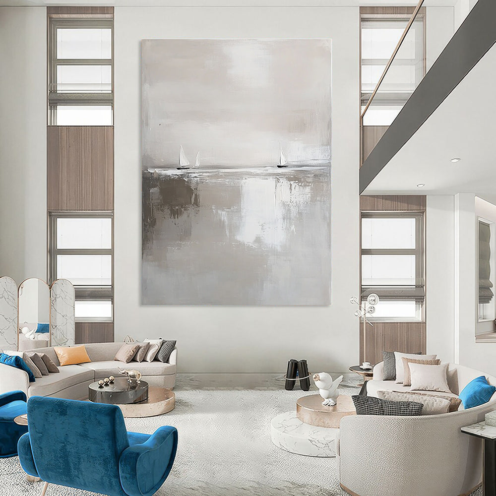 Minimalist Sailboats on Water for Nautical - Themed Home & Serene Lakeside Retreat STSC359