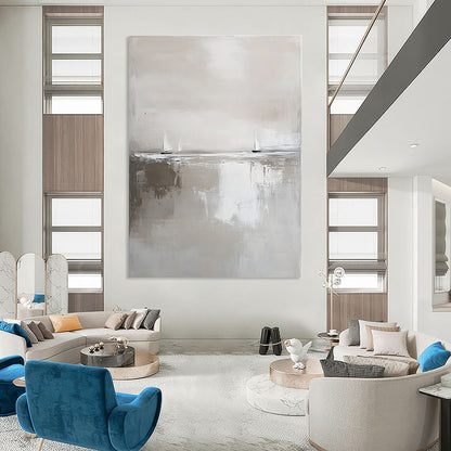 Minimalist Sailboats on Water for Nautical - Themed Home & Serene Lakeside Retreat STSC359