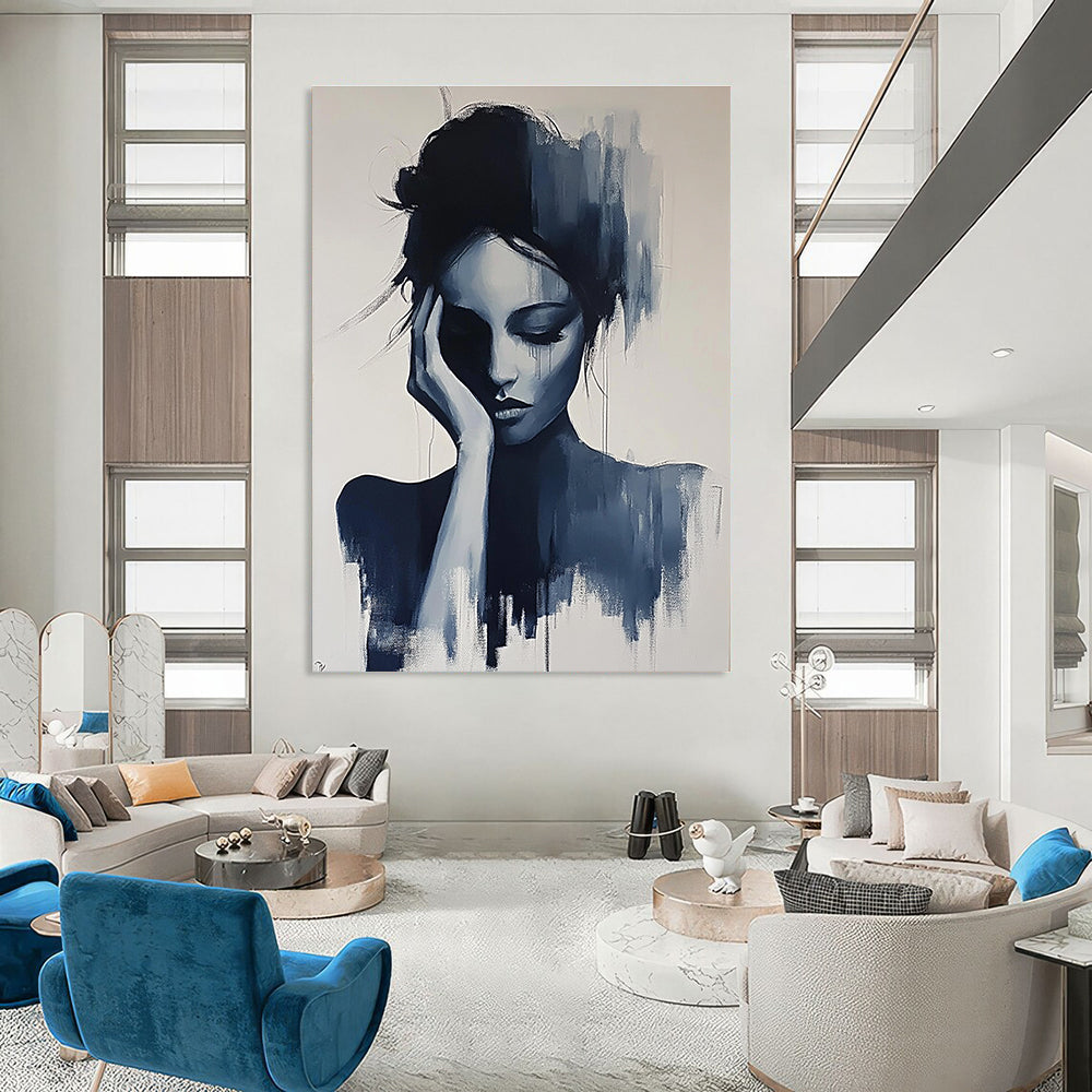 Monochromatic Woman’s Portrait Art for Minimalist Bedroom & Art - Focused Therapy Office STSC1378