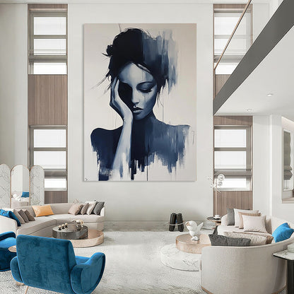 Monochromatic Woman’s Portrait Art for Minimalist Bedroom & Art - Focused Therapy Office STSC1378