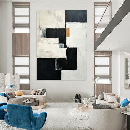 Black - White - Gold Geometric Art for High - End Retail Store Interiors DLZ0118