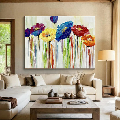 Colorful Flower Oil Painting for Bohemian - Style Café Breakfast Nooks DLZ3167