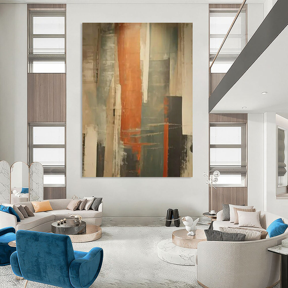 Orange - Gray Abstract Art for Modern Office Lounge & Urban Apartment DLZ1695