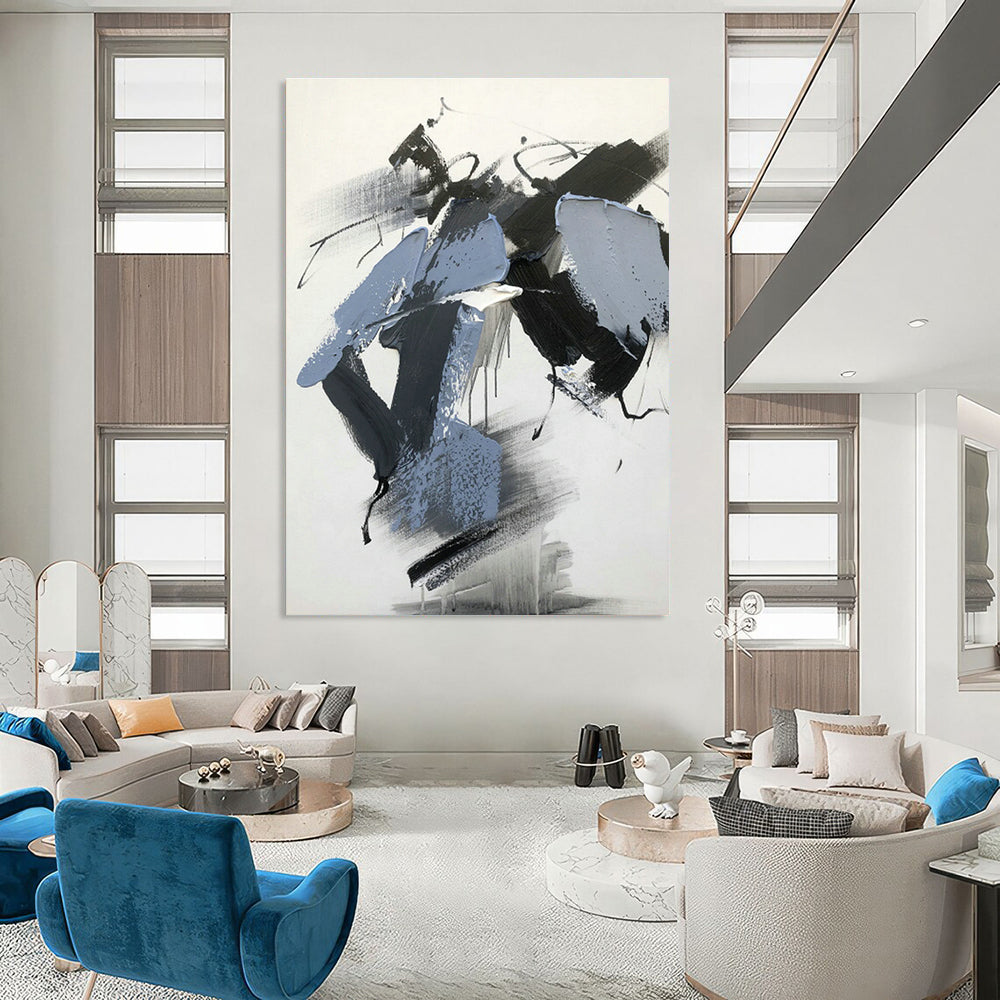 Gray - Blue Abstract Art for Creative Agency & Modern Lounge DLZ0808