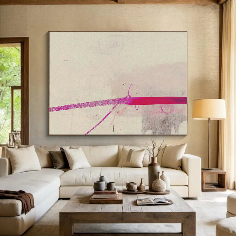 Pink - Purple Line Abstract Art for Minimalist Studio Workspaces DLZ2663