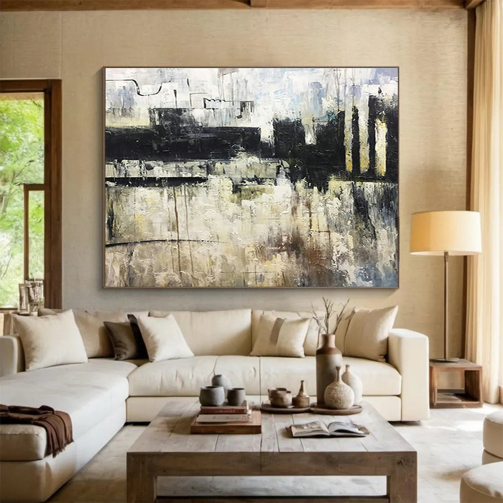 Monochrome Abstract Art for Sleek Corporate Boardrooms DLZ3101