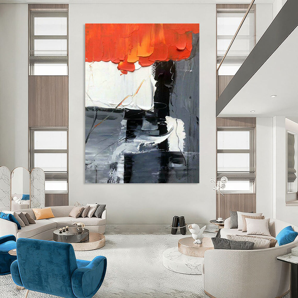 Red - Black - White Abstract Art for Corporate Boardroom & Modern Art Museum DLZ1065