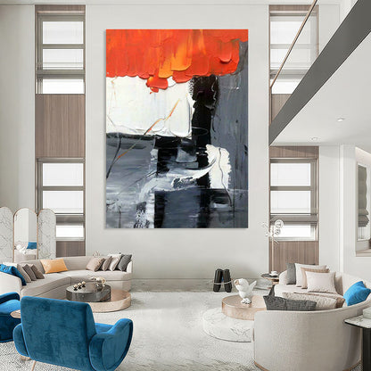 Red - Black - White Abstract Art for Corporate Boardroom & Modern Art Museum DLZ1065
