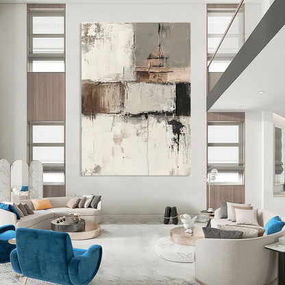 Neutral Tones Abstract Patchwork for Scandinavian - Style Bedroom & Modern Home Library STSC424