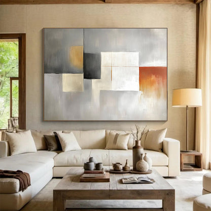 Gray Color Blocks Art for Elegant Home Library & Modern Office SC378