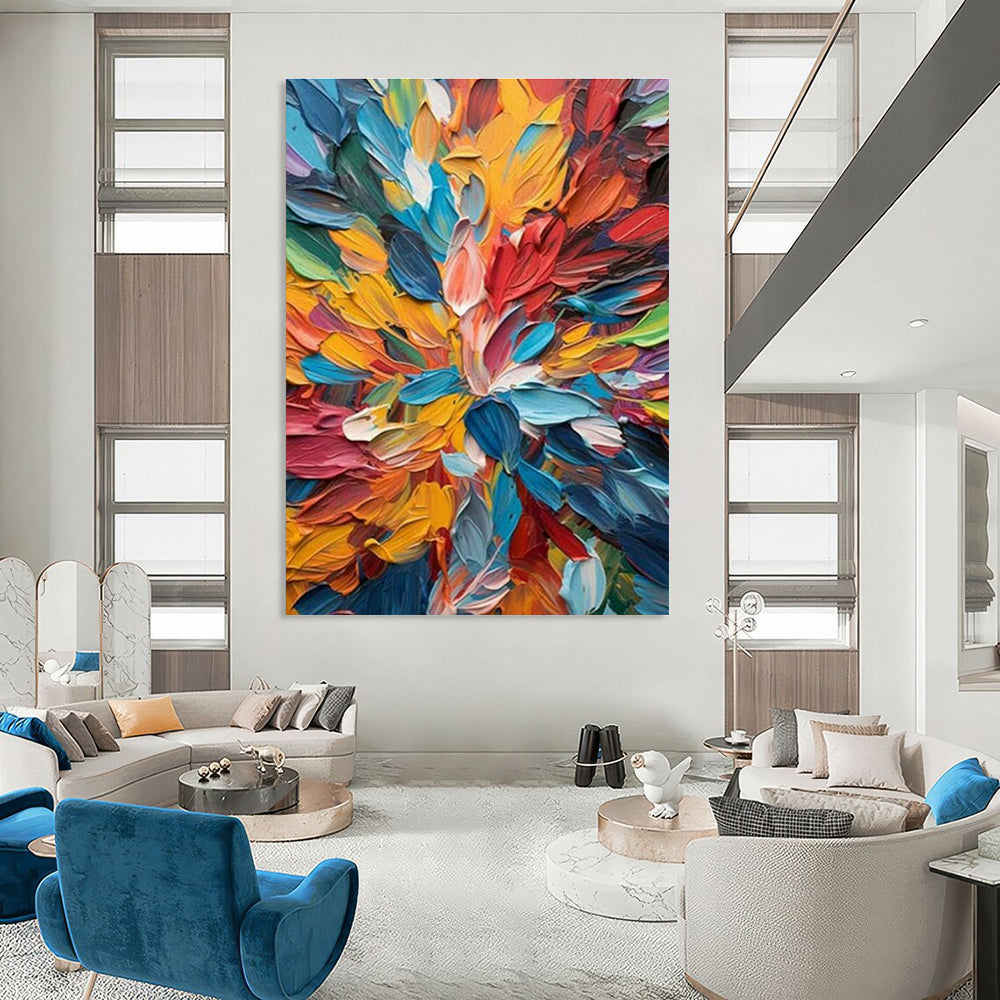 Colorful Floral Impasto Painting for Bedroom & Living Room DLZ0365