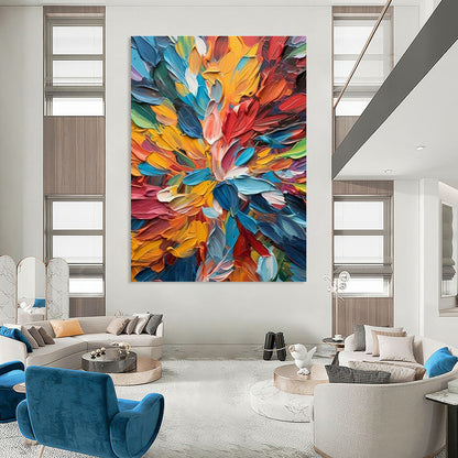 Colorful Floral Impasto Painting for Bedroom & Living Room DLZ0365