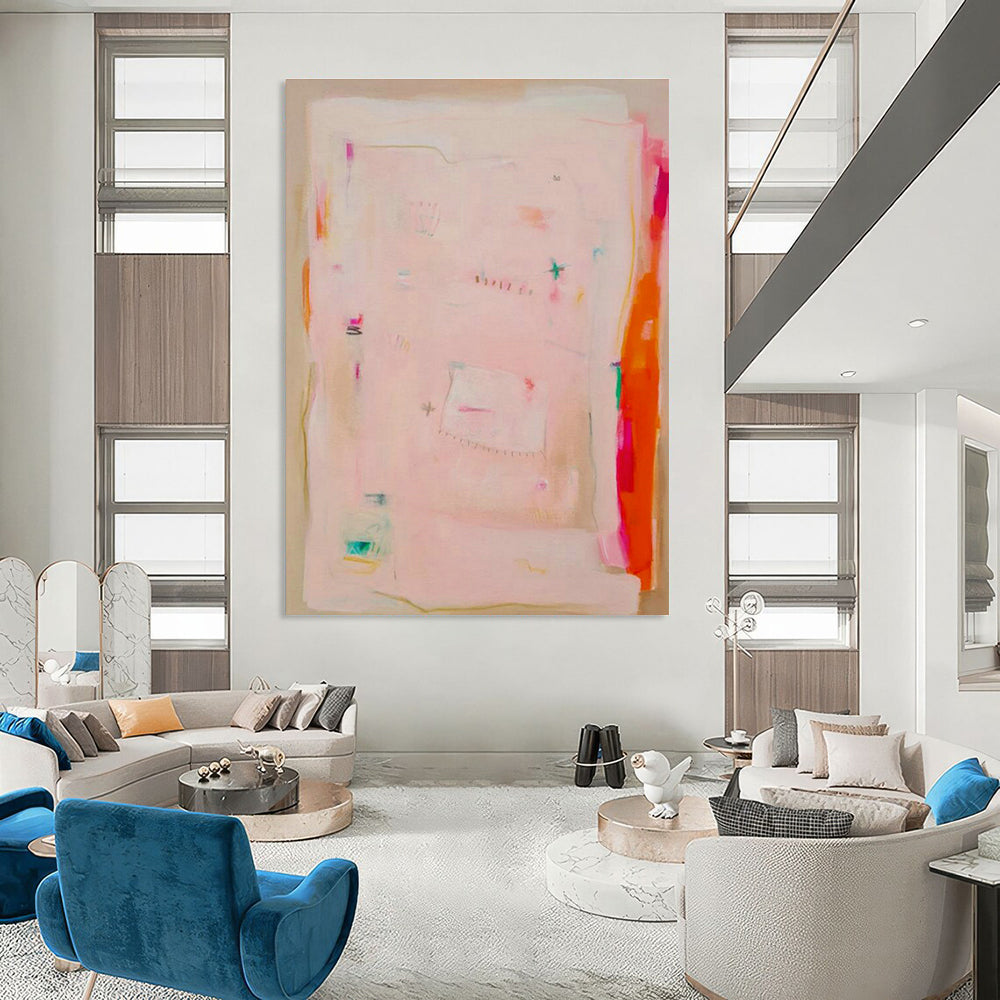 Pink - Toned Minimalist Abstract Art for Scandinavian - Style Home Offices DLZ0080
