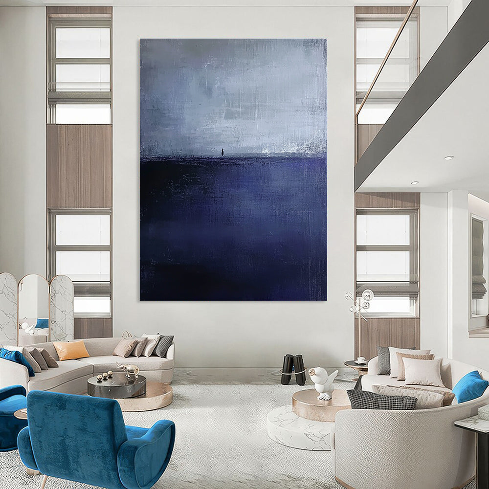 Solitary Figure at Sea Art for Coastal Home Library & Philosophical Retreat STSC1085