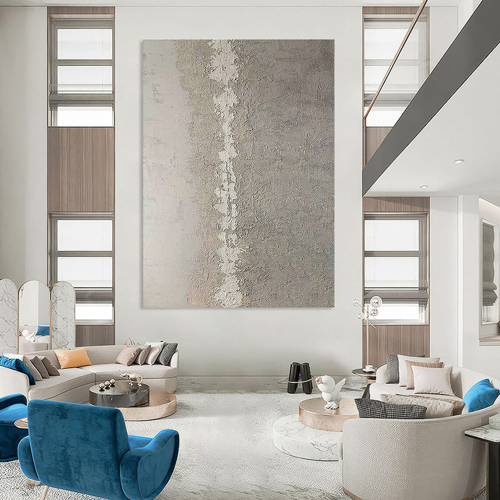 Gray - White Textured Art for Art Gallery Corridor & Minimalist Bedroom DLZ1884