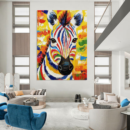 Vibrant Zebra Portrait for Exotic Animal - Themed Lounge & Bold Art Gallery STSC975