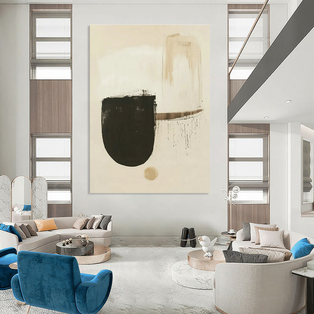 Brown - White Abstract Color Block Art for Living Room & Office DLZ0426