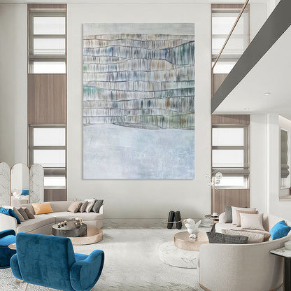 Textured Gray - White Wave Abstract Art for Minimalist Living Room & Art Gallery DLZ1050