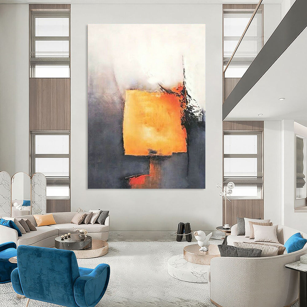 Orange - Gray Geometric Abstract for Industrial - Modern Office & Bold Home Entryway DLZ0929