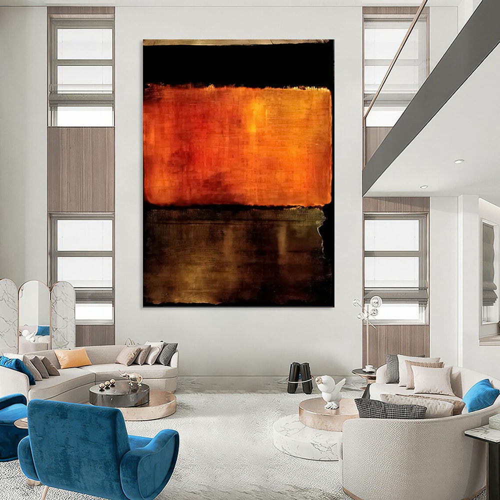 Textured Orange - Black Abstract Art for Contemporary Art Space & Industrial - Style Café DLZ2312