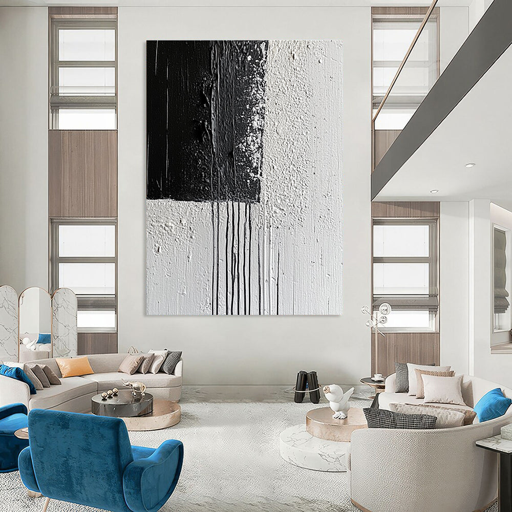 Black and White Textured Abstract for Monochrome Home Office & Dramatic Entryway STSC539