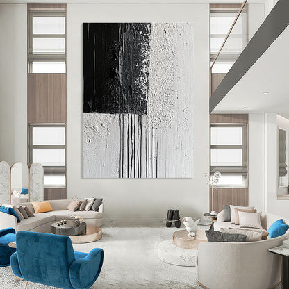 Black and White Textured Abstract for Monochrome Home Office & Dramatic Entryway STSC539