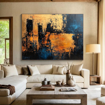 Cityscape in Blue and Orange Art for Urban Loft & Architecture Firm SC371