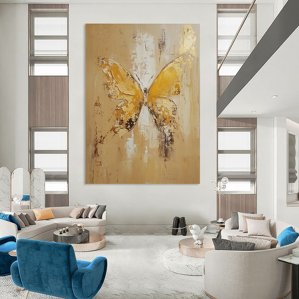 Textured Gold Butterfly for Elegant Bedroom & Sophisticated Living Room STSC252