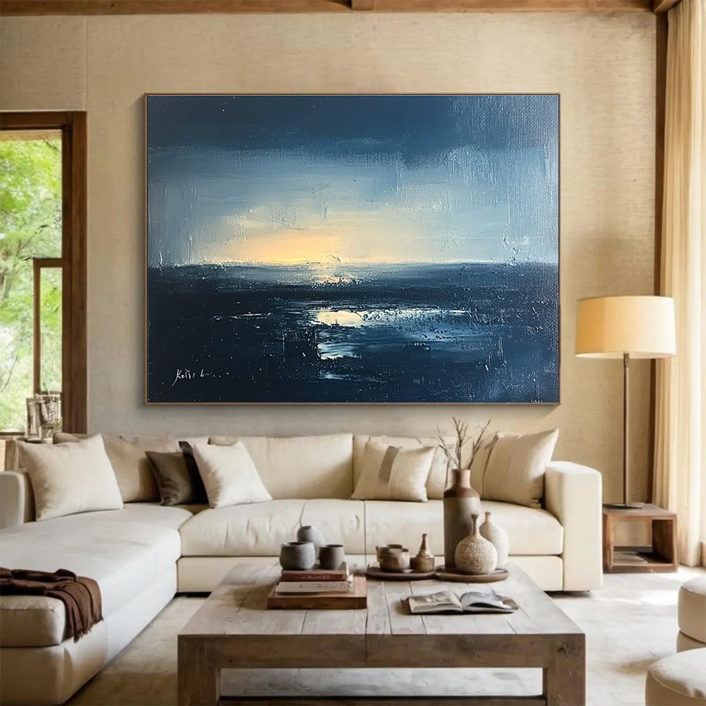 Dark Sea Sunset Art for Nautical - Themed Bar & Coastal Home Library SC068