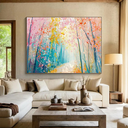 Pink Forest Path Art for Romantic Bed - and - Breakfast Morning Nooks DLZ3198