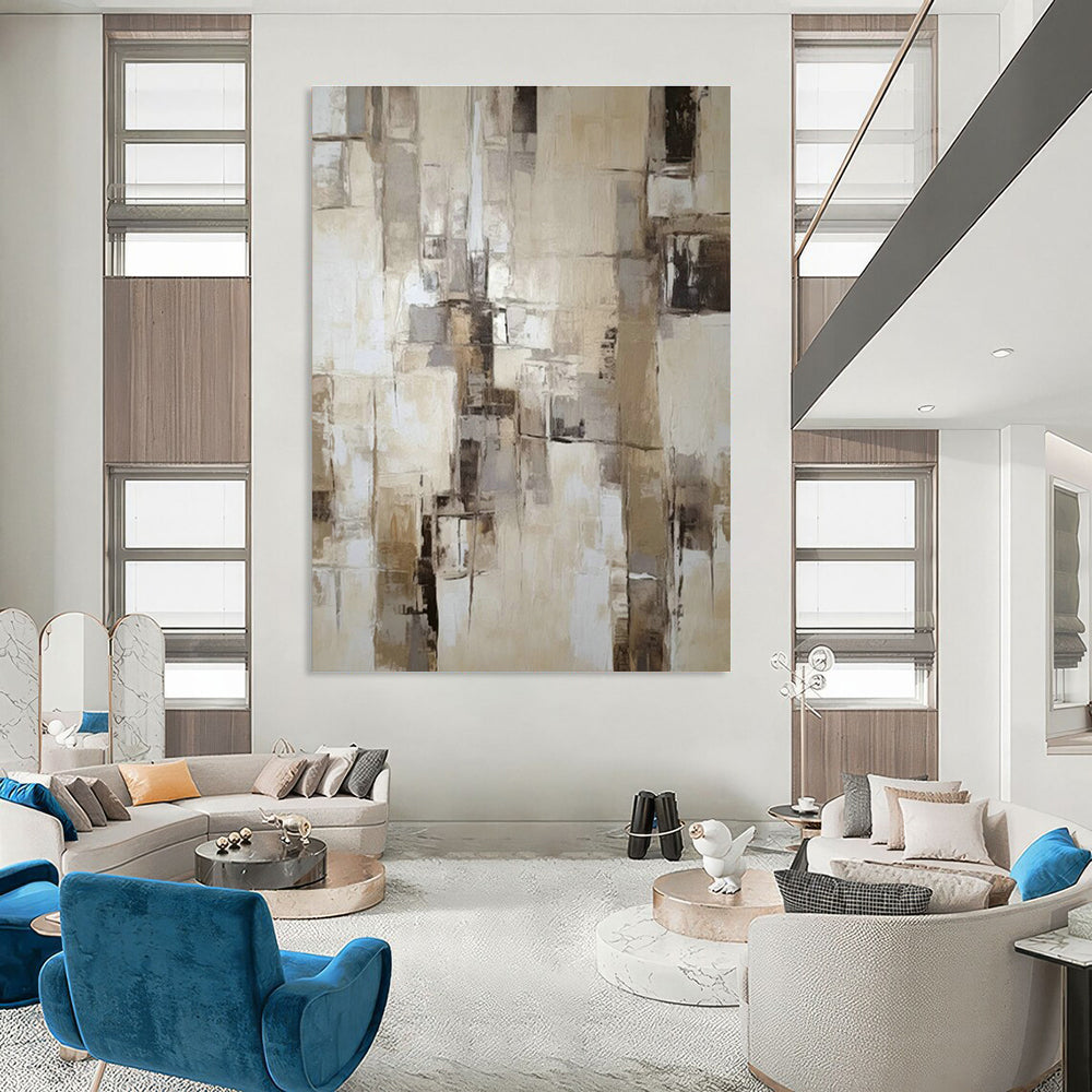 Earth - Toned Geometric Abstract Art for Rustic Dining Room & Art Gallery Corridor DLZ1314