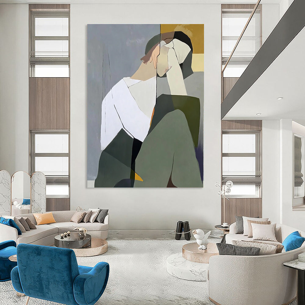Abstracted Pensive Figure Art for Creative Workplace & Modern Living Room STSC1114