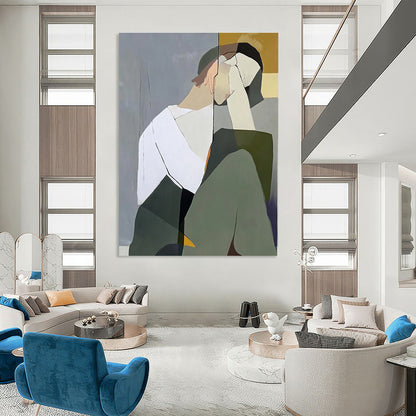 Abstracted Pensive Figure Art for Creative Workplace & Modern Living Room STSC1114