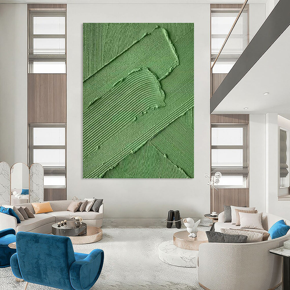 Green Texture Relief Art for Contemporary Home Gallery Walls & Minimalist Restaurant Private Dining DLZ0299