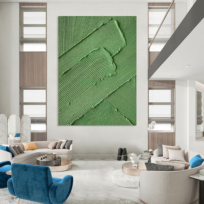 Green Texture Relief Art for Contemporary Home Gallery Walls & Minimalist Restaurant Private Dining DLZ0299