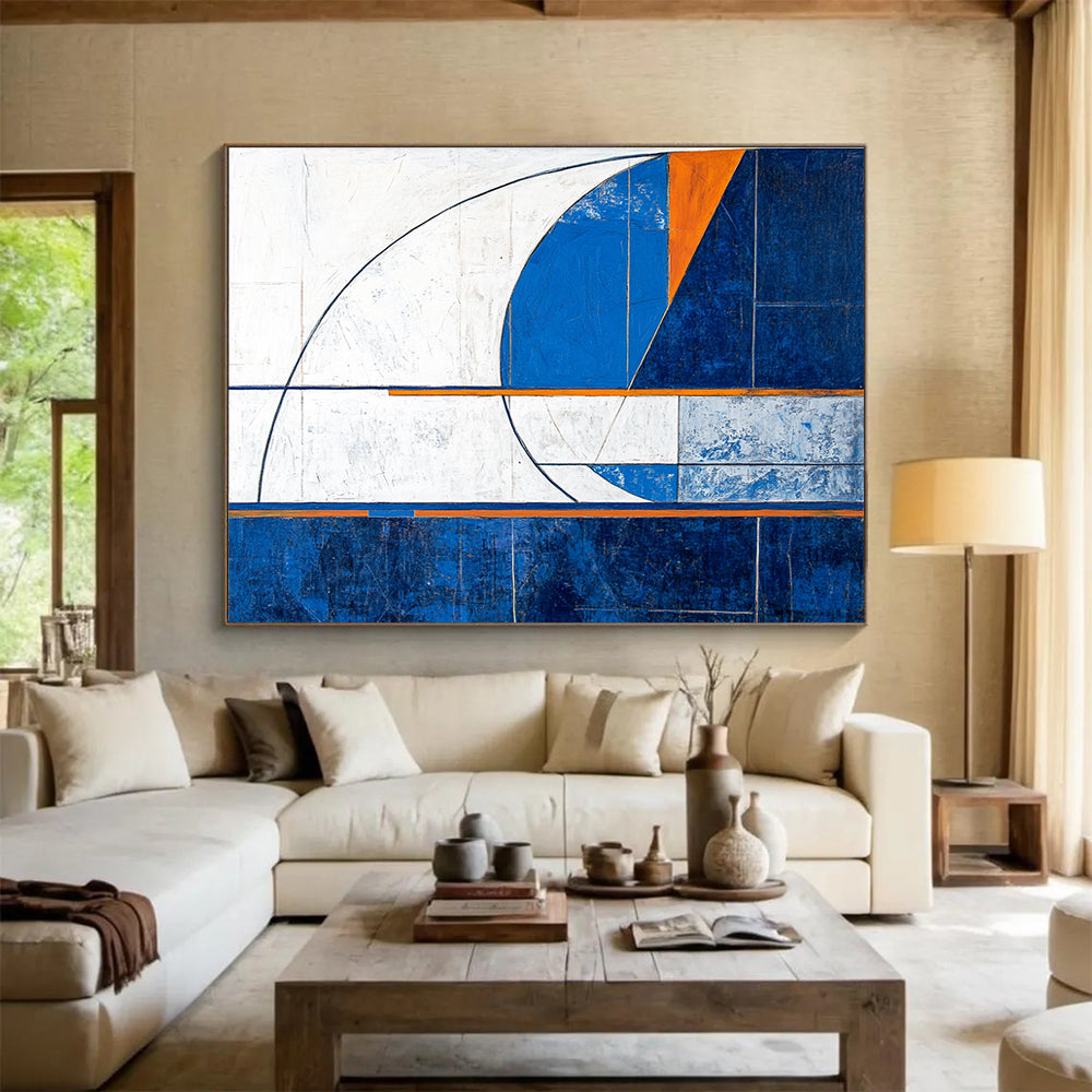 Geometric Blue - Orange Abstract for Architectural Firm & Modern Gallery SC029