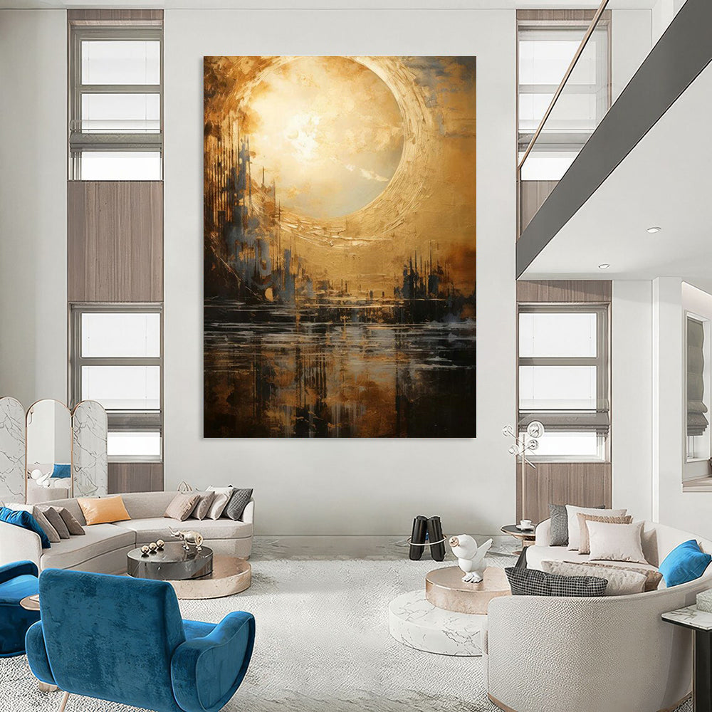 Golden Cityscape Art for Rooftop Bar & Luxury Penthouse DLZ2326