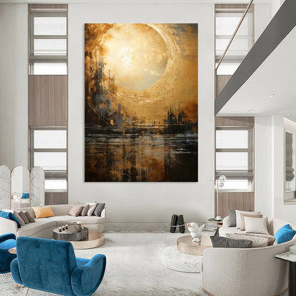 Golden Cityscape Art for Rooftop Bar & Luxury Penthouse DLZ2326