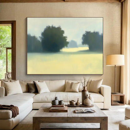 Foggy Field with Trees Art for Nature - Lover’s Bedroom & Rustic - Style Café SC498