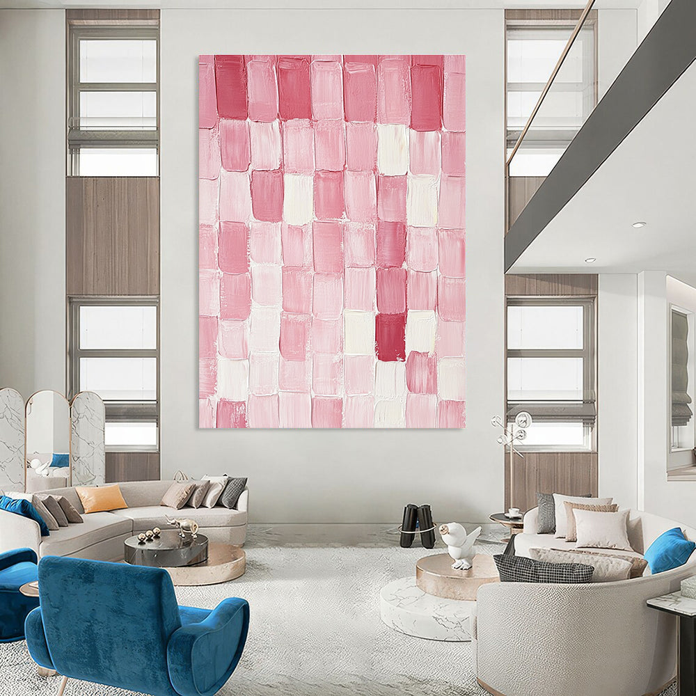 Pink Square Tiles Art for Girls' Boutique & Romantic Home Dressing Room STSC1411
