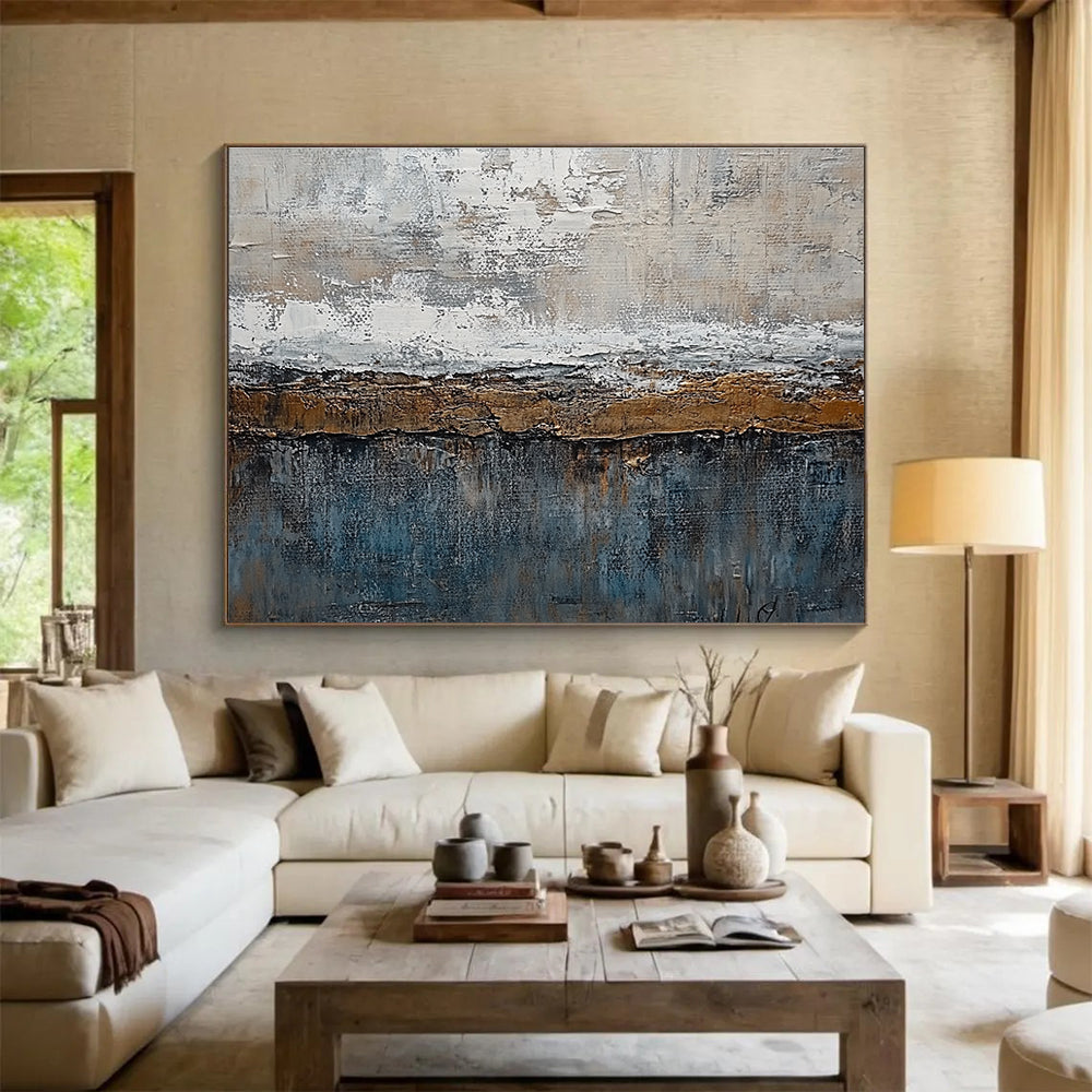 Abstract Textured Landscape Art for Rustic Cabin & Earth - Tone Themed Restaurant SC174