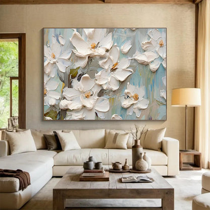 3D White Flower Art for Fresh Minimalist Bathroom DLZ3070