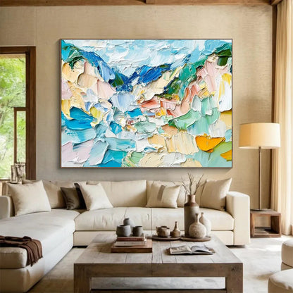 Colorful Mountain Palette Knife Art for Modern Art Gallery Focal Walls DLZ3188