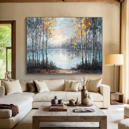Lake & Forest Landscape Art for Rustic Cabin Living Room Decor DLZ3288