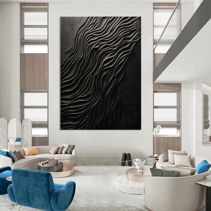 Black Wavy Texture for Contemporary Art Space & Sophisticated Hotel Lobby STSC1289