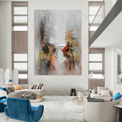 Colorful Gold - Accented Abstract Art for Luxury Hotel Suite & Home Dining Room DLZ1175