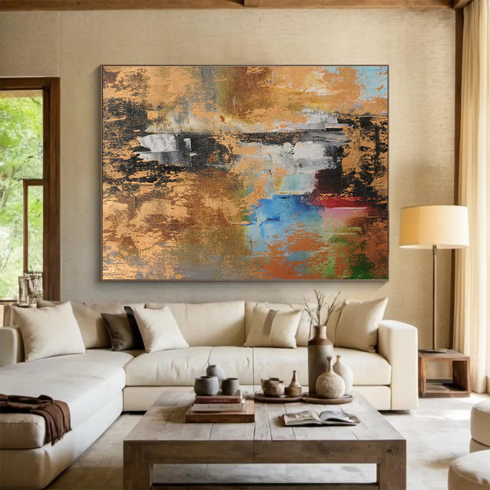 Golden - Brown Abstract Art for Elegant Living Rooms DLZ2403