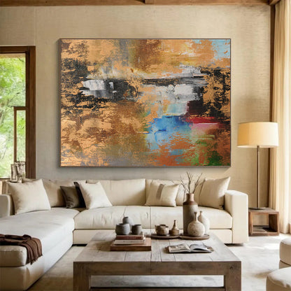 Golden - Brown Abstract Art for Elegant Living Rooms DLZ2403