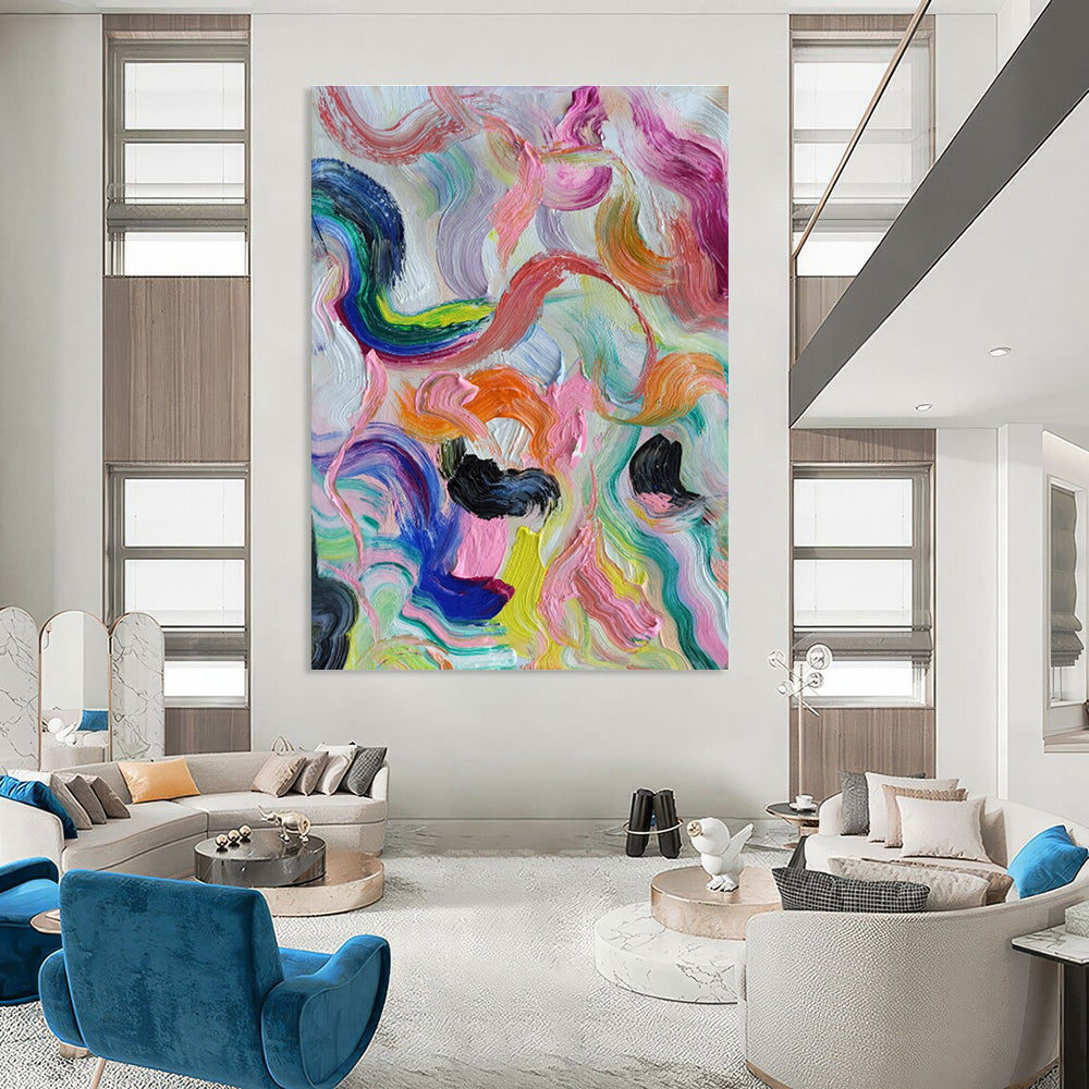 Colorful Flowing Abstract Art for Bohemian Living Room & Creative Studio DLZ0780